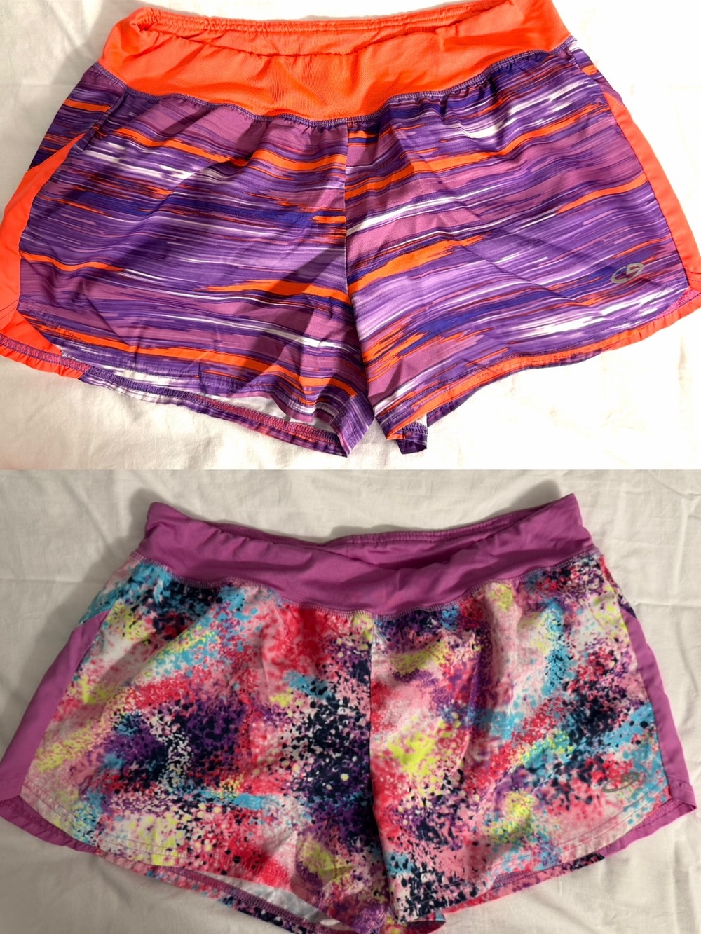 Women's Purple & Orange Athletic Running Shorts - Performance Fit XL